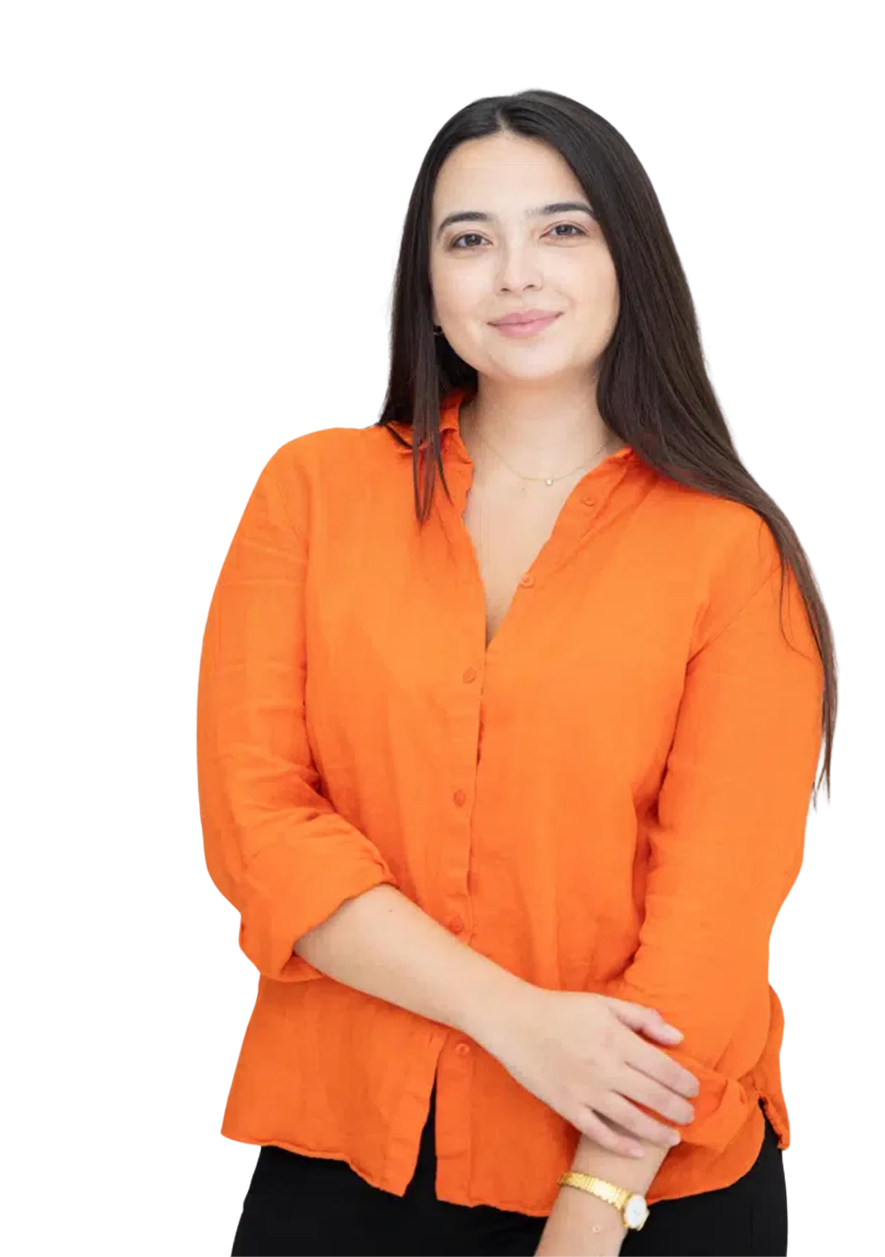 Photo of Natasha Ardiles wearing an orange shirt