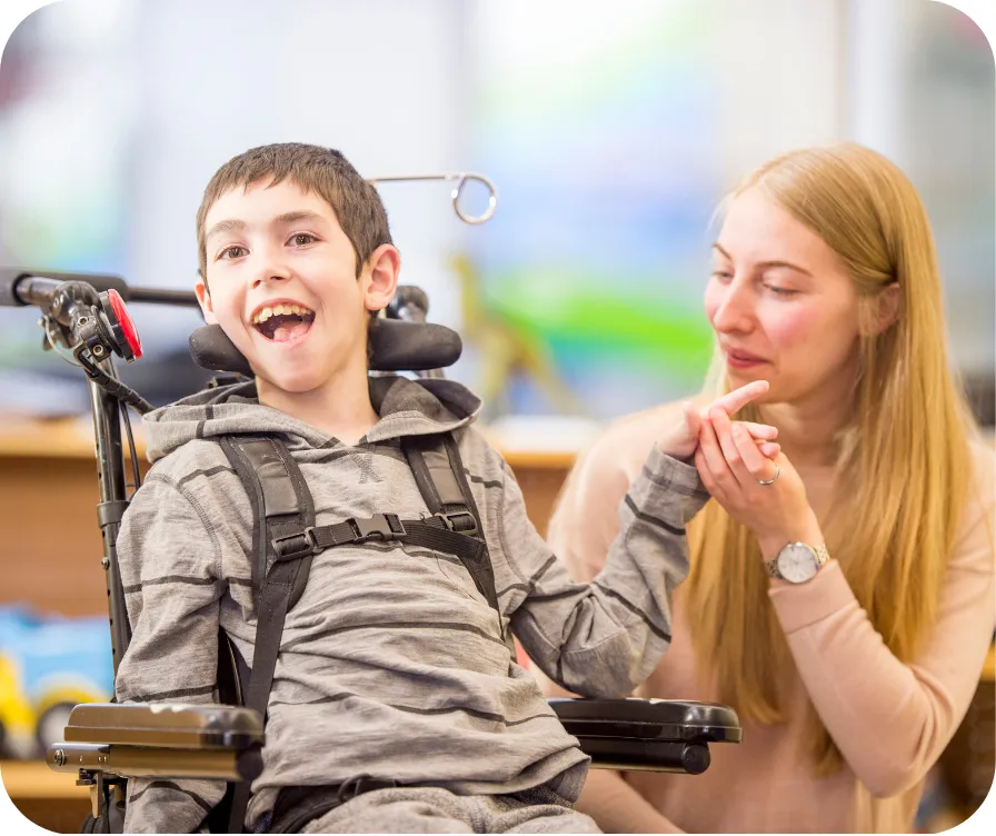 A child with a disability receiving support