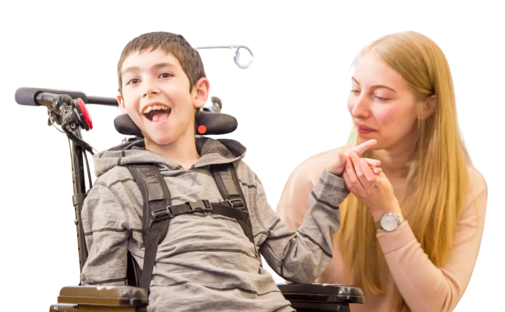 A child with a disability receiving support