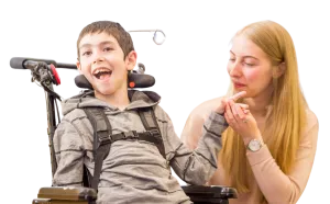 A child with a disability receiving support