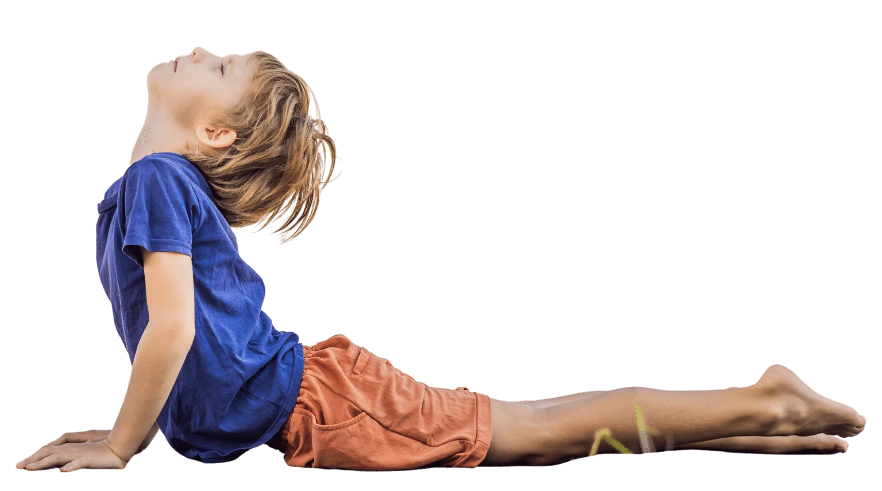 Young child doing a stretch, symbolising movement and joint flexibility.