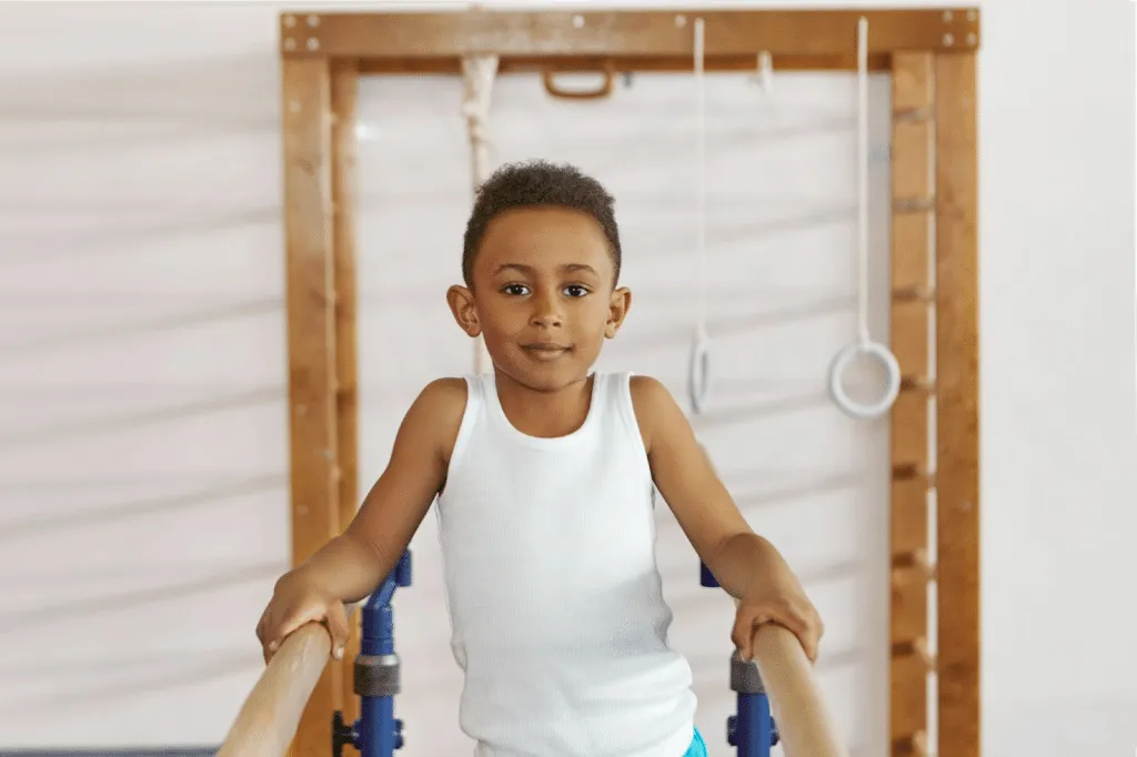 Movement therapy for coordination and balance helping child improve motor skills and strength